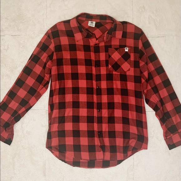 Red and Black DC Plaid Flannel - Picture 1 of 5